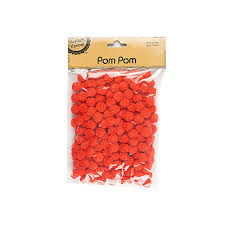 PomPom  15mm Red Pack 200